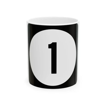 Iowa 1 (Iowa) (Road Sign) White Coffee Mug 11oz - Go Mug Yourself