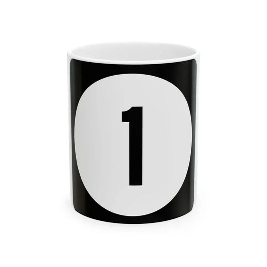 Iowa 1 (Iowa) (Road Sign) White Coffee Mug 11oz - Go Mug Yourself