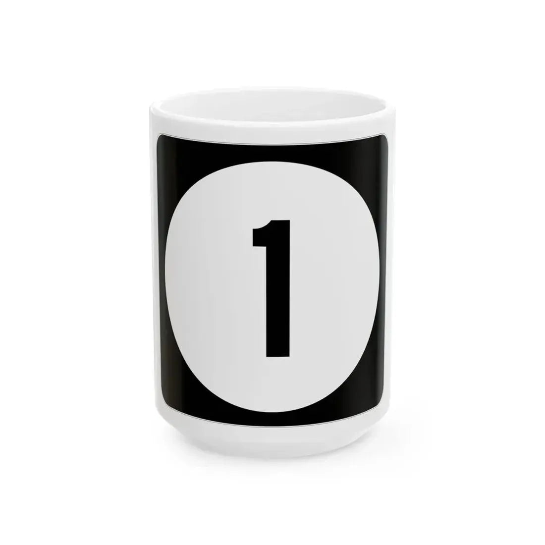 Iowa 1 (Iowa) (Road Sign) White Coffee Mug 15oz - Go Mug Yourself