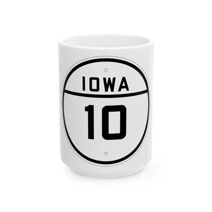 Iowa 10 1926 (Iowa) (Road Sign) White Coffee Mug 15oz - Go Mug Yourself