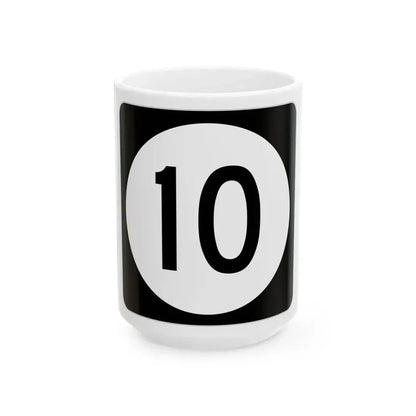 Iowa 10 (Iowa) (Road Sign) White Coffee Mug 15oz - Go Mug Yourself