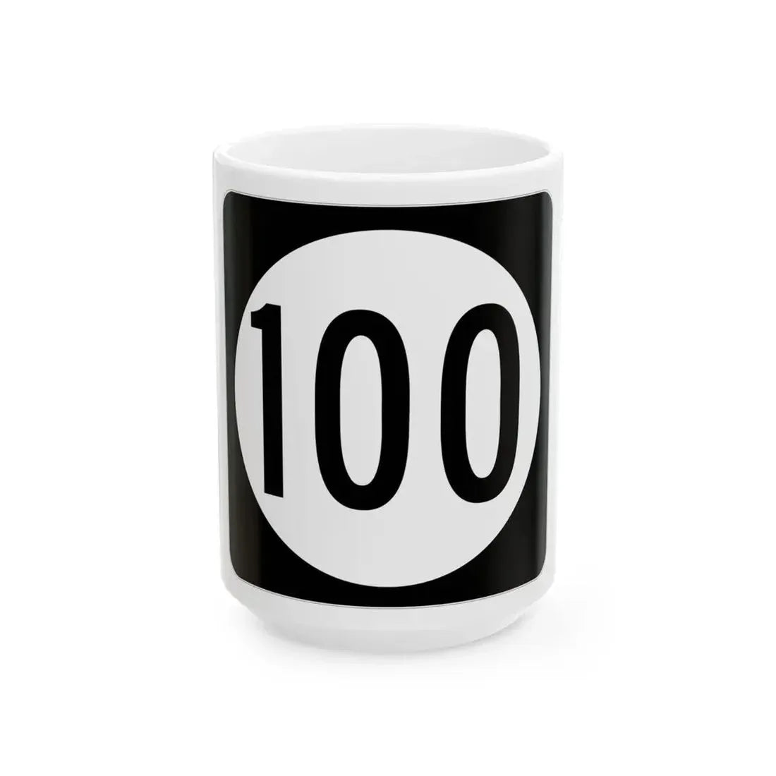 Iowa 100 (Iowa) (Road Sign) White Coffee Mug 15oz - Go Mug Yourself
