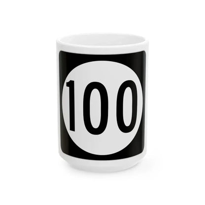Iowa 100 (Iowa) (Road Sign) White Coffee Mug 15oz - Go Mug Yourself