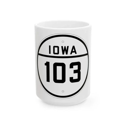 Iowa 103 1926 (Iowa) (Road Sign) White Coffee Mug 15oz - Go Mug Yourself