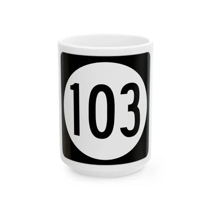 Iowa 103 (Iowa) (Road Sign) White Coffee Mug 15oz - Go Mug Yourself
