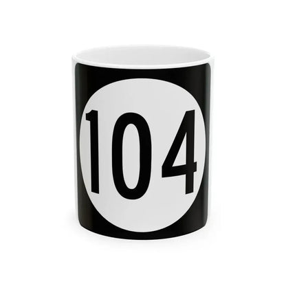 Iowa 104 (Iowa) (Road Sign) White Coffee Mug 11oz - Go Mug Yourself