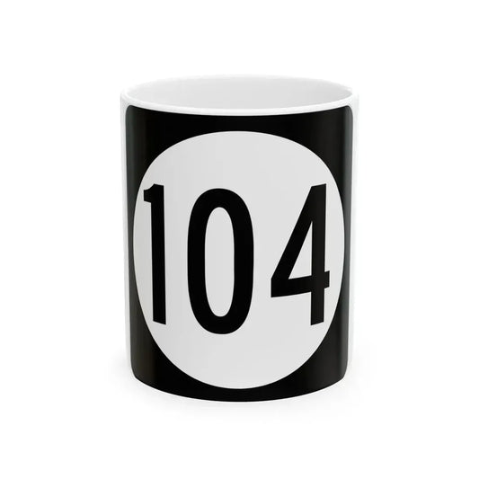 Iowa 104 (Iowa) (Road Sign) White Coffee Mug 11oz - Go Mug Yourself