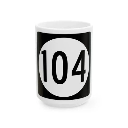 Iowa 104 (Iowa) (Road Sign) White Coffee Mug 15oz - Go Mug Yourself