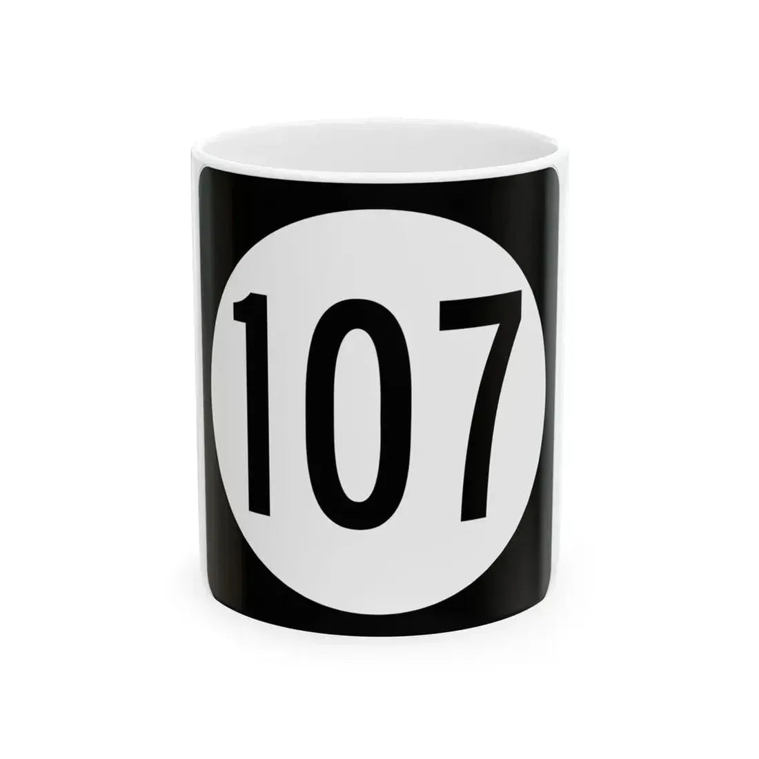 Iowa 107 (Iowa) (Road Sign) White Coffee Mug 11oz - Go Mug Yourself