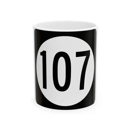 Iowa 107 (Iowa) (Road Sign) White Coffee Mug 11oz - Go Mug Yourself