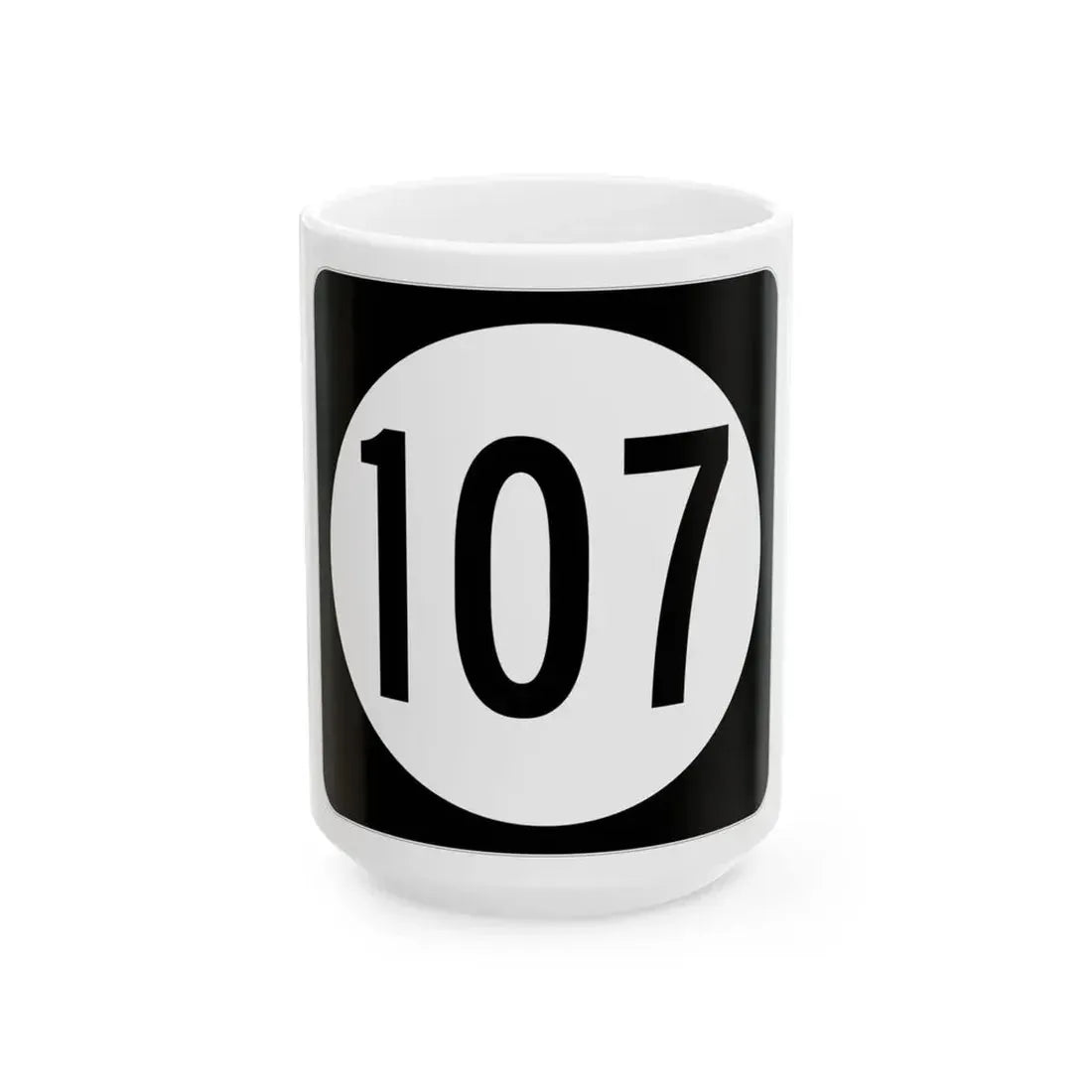 Iowa 107 (Iowa) (Road Sign) White Coffee Mug 15oz - Go Mug Yourself