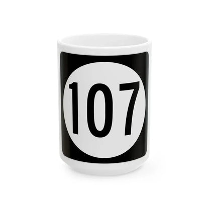 Iowa 107 (Iowa) (Road Sign) White Coffee Mug 15oz - Go Mug Yourself