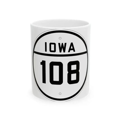 Iowa 108 1926 (Iowa) (Road Sign) White Coffee Mug 11oz - Go Mug Yourself