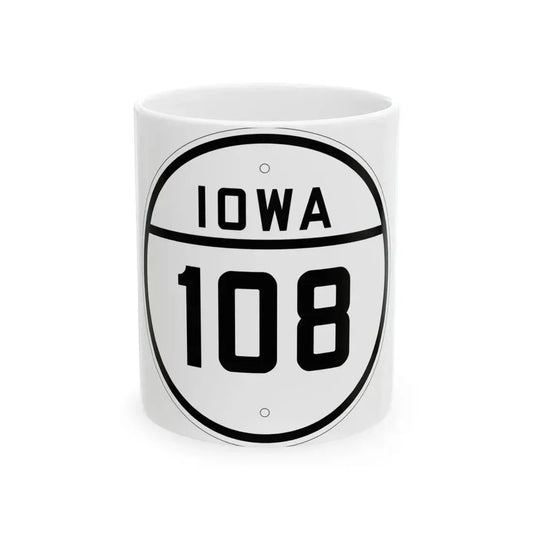 Iowa 108 1926 (Iowa) (Road Sign) White Coffee Mug 11oz - Go Mug Yourself