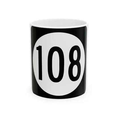 Iowa 108 (Iowa) (Road Sign) White Coffee Mug 11oz - Go Mug Yourself