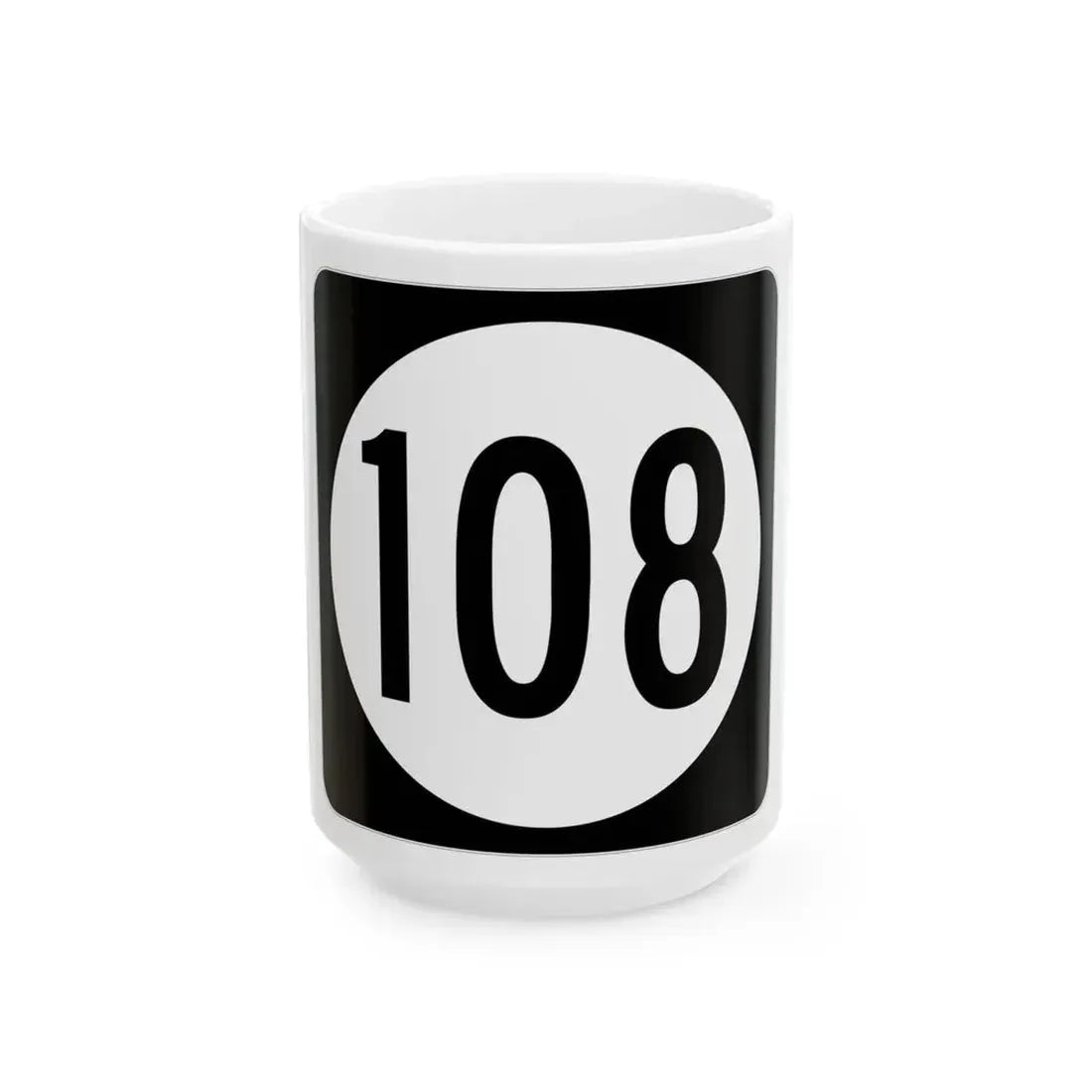 Iowa 108 (Iowa) (Road Sign) White Coffee Mug 15oz - Go Mug Yourself