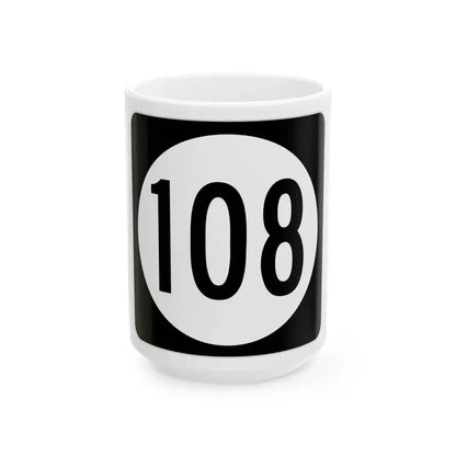 Iowa 108 (Iowa) (Road Sign) White Coffee Mug 15oz - Go Mug Yourself