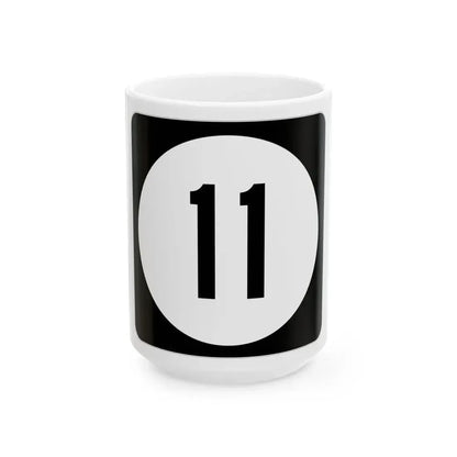 Iowa 11 (Iowa) (Road Sign) White Coffee Mug 15oz - Go Mug Yourself