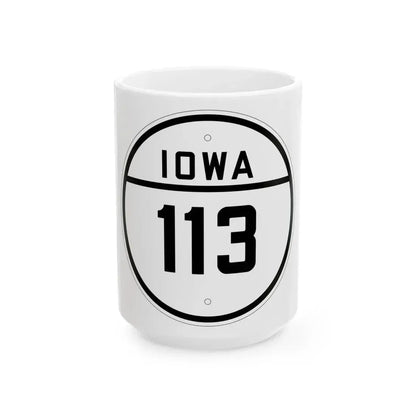 Iowa 113 1926 (Iowa) (Road Sign) White Coffee Mug 15oz - Go Mug Yourself