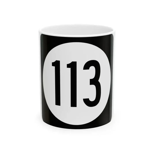 Iowa 113 (Iowa) (Road Sign) White Coffee Mug 11oz - Go Mug Yourself