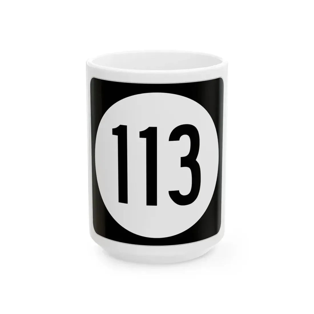 Iowa 113 (Iowa) (Road Sign) White Coffee Mug 15oz - Go Mug Yourself