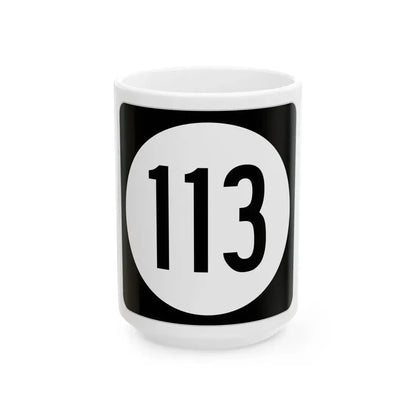 Iowa 113 (Iowa) (Road Sign) White Coffee Mug 15oz - Go Mug Yourself