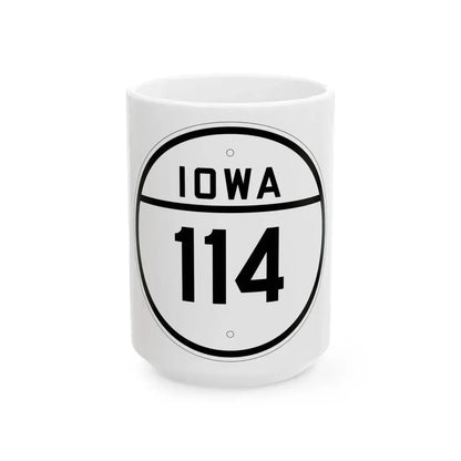 Iowa 114 1926 (Iowa) (Road Sign) White Coffee Mug 15oz - Go Mug Yourself