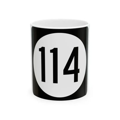 Iowa 114 (Iowa) (Road Sign) White Coffee Mug 11oz - Go Mug Yourself