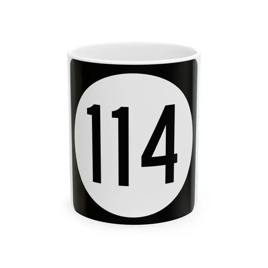 Iowa 114 (Iowa) (Road Sign) White Coffee Mug 11oz - Go Mug Yourself