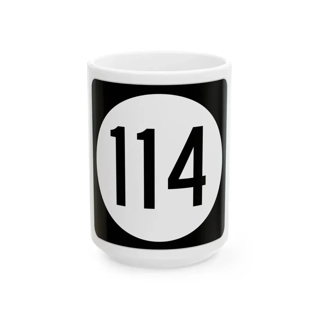 Iowa 114 (Iowa) (Road Sign) White Coffee Mug 15oz - Go Mug Yourself