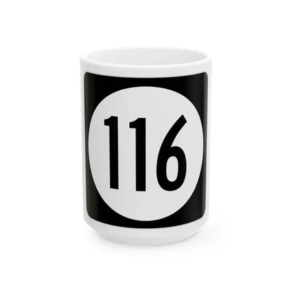 Iowa 116 (Iowa) (Road Sign) White Coffee Mug 15oz - Go Mug Yourself