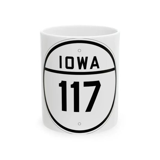 Iowa 117 1926 (Iowa) (Road Sign) White Coffee Mug 11oz - Go Mug Yourself