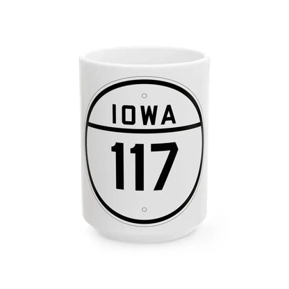 Iowa 117 1926 (Iowa) (Road Sign) White Coffee Mug 15oz - Go Mug Yourself