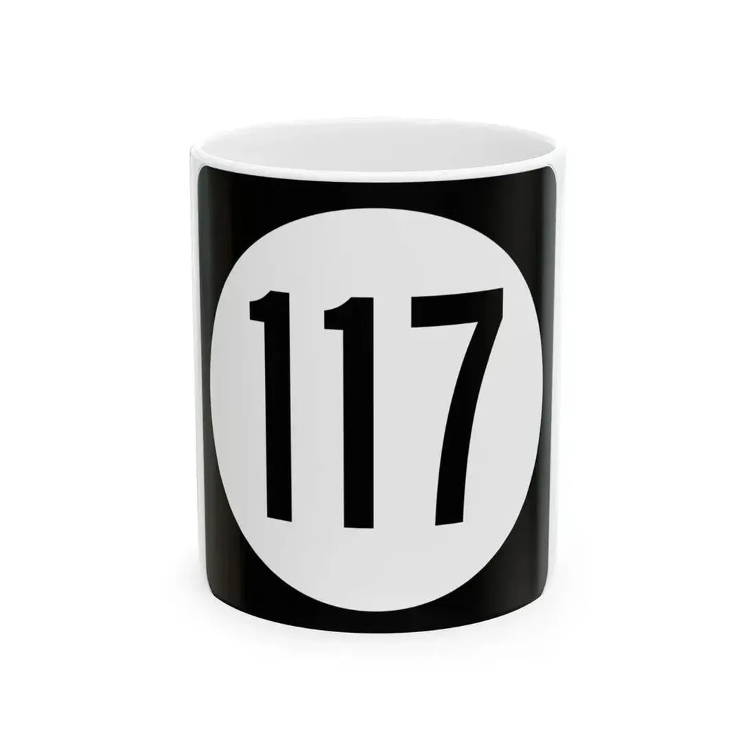 Iowa 117 (Iowa) (Road Sign) White Coffee Mug 11oz - Go Mug Yourself