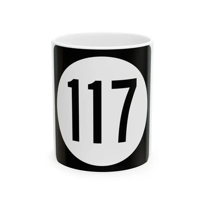 Iowa 117 (Iowa) (Road Sign) White Coffee Mug 11oz - Go Mug Yourself