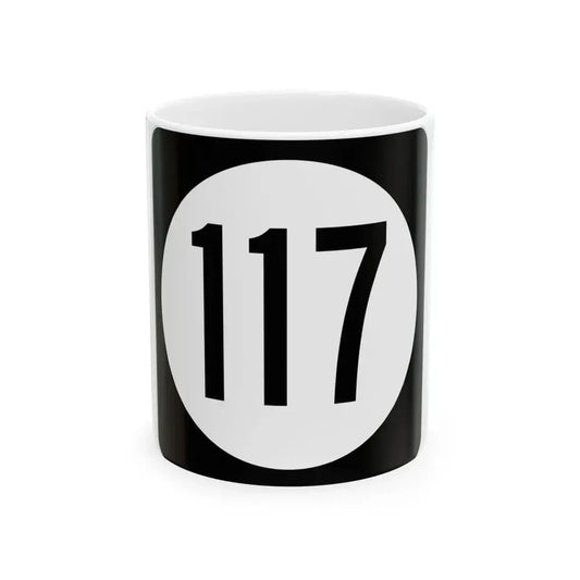 Iowa 117 (Iowa) (Road Sign) White Coffee Mug 11oz - Go Mug Yourself