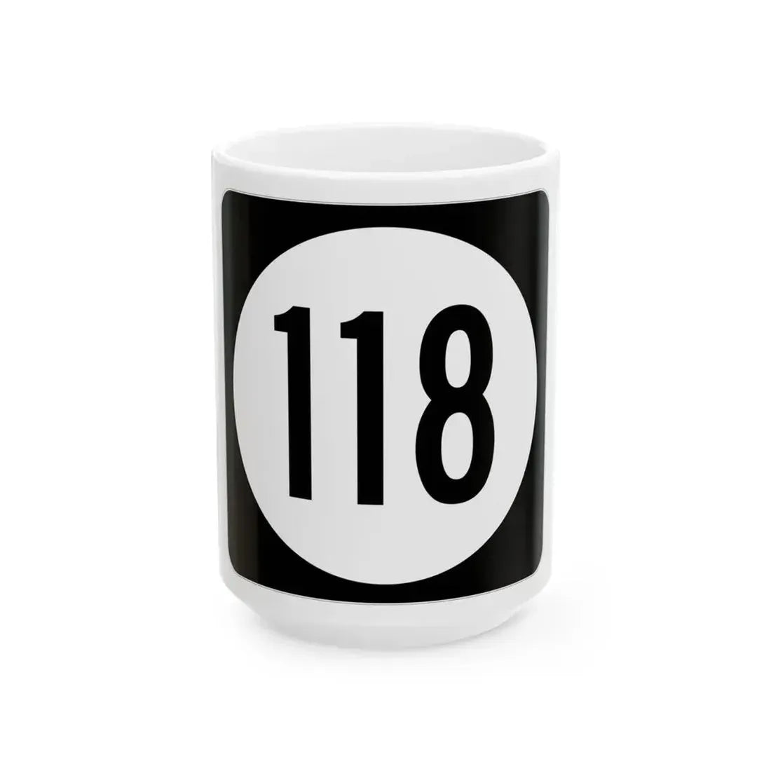 Iowa 118 (Iowa) (Road Sign) White Coffee Mug 15oz - Go Mug Yourself
