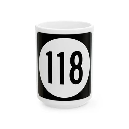 Iowa 118 (Iowa) (Road Sign) White Coffee Mug 15oz - Go Mug Yourself