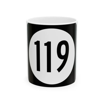 Iowa 119 (Iowa) (Road Sign) White Coffee Mug 11oz - Go Mug Yourself