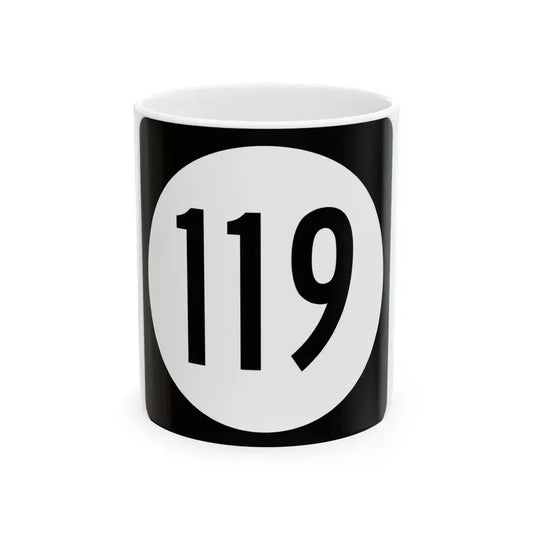 Iowa 119 (Iowa) (Road Sign) White Coffee Mug 11oz - Go Mug Yourself