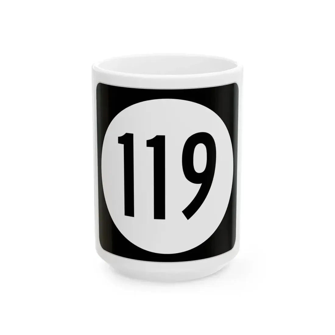 Iowa 119 (Iowa) (Road Sign) White Coffee Mug 15oz - Go Mug Yourself