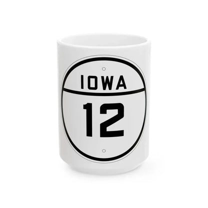 Iowa 12 1926 (Iowa) (Road Sign) White Coffee Mug 15oz - Go Mug Yourself