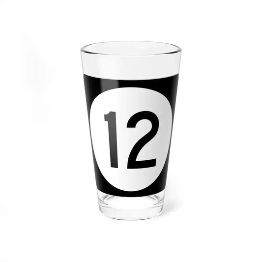 Iowa 12 (Iowa) (Road Sign) Pint Glass 16oz 16oz - Go Mug Yourself