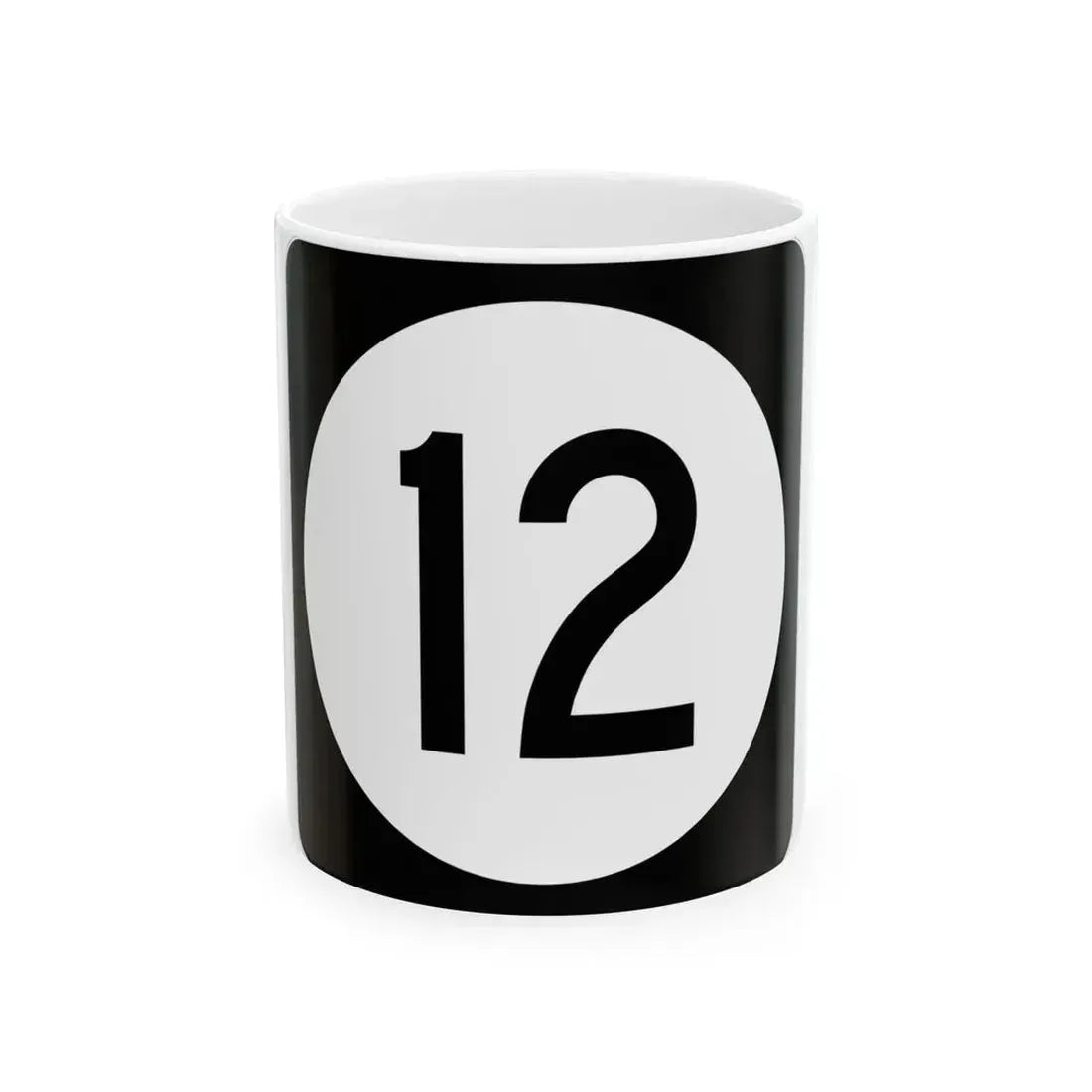 Iowa 12 (Iowa) (Road Sign) White Coffee Mug 11oz - Go Mug Yourself