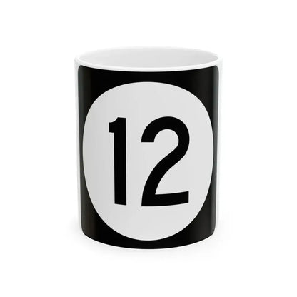 Iowa 12 (Iowa) (Road Sign) White Coffee Mug 11oz - Go Mug Yourself