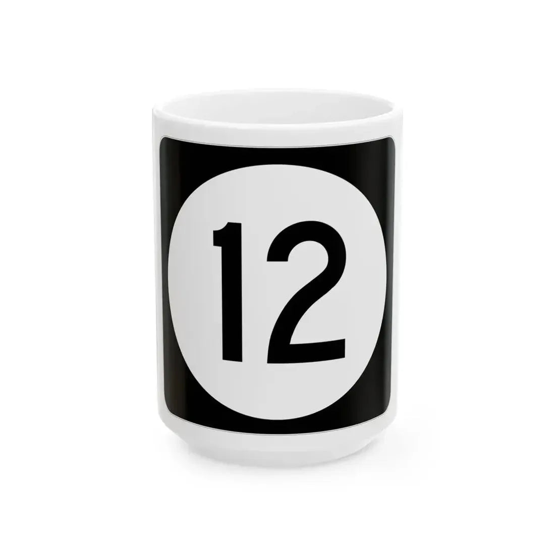 Iowa 12 (Iowa) (Road Sign) White Coffee Mug 15oz - Go Mug Yourself