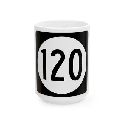 Iowa 120 (Iowa) (Road Sign) White Coffee Mug 15oz - Go Mug Yourself