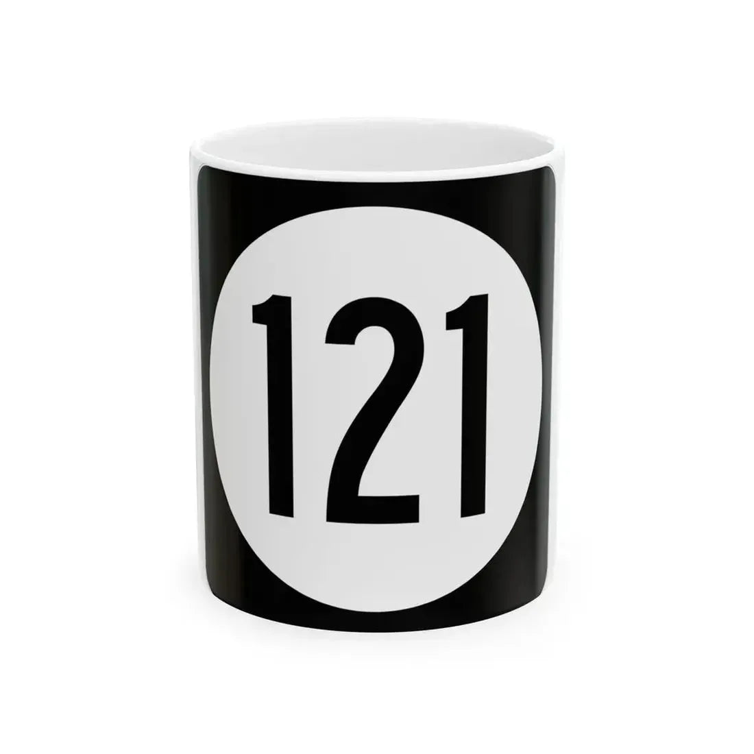 Iowa 121 (Iowa) (Road Sign) White Coffee Mug 11oz - Go Mug Yourself