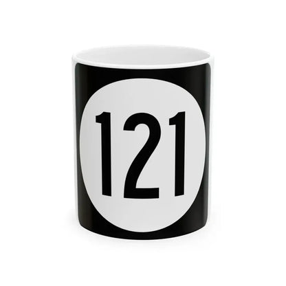 Iowa 121 (Iowa) (Road Sign) White Coffee Mug 11oz - Go Mug Yourself