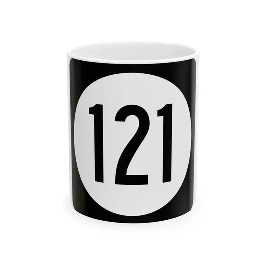 Iowa 121 (Iowa) (Road Sign) White Coffee Mug 11oz - Go Mug Yourself